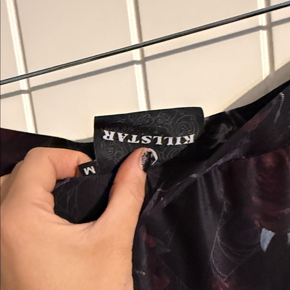 Rare Killstar Skulls Roses an Bats Side Slit Mesh Maxi Skirt M - Picture 4 of 4